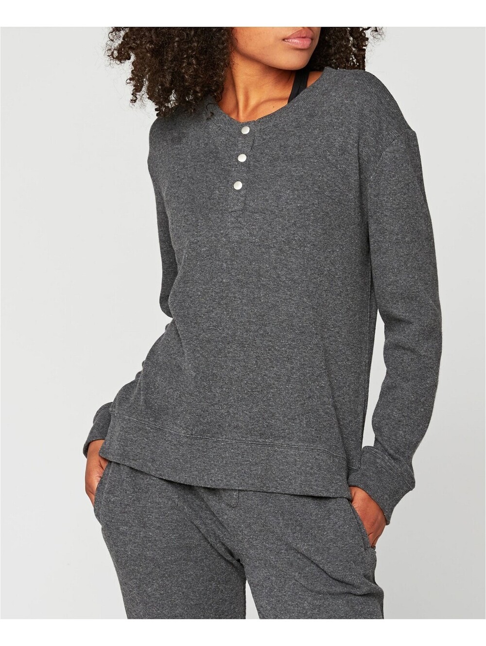 Threads 4 Thought Womens Button-Up Thermal Long Sleeve Shirt Size L
